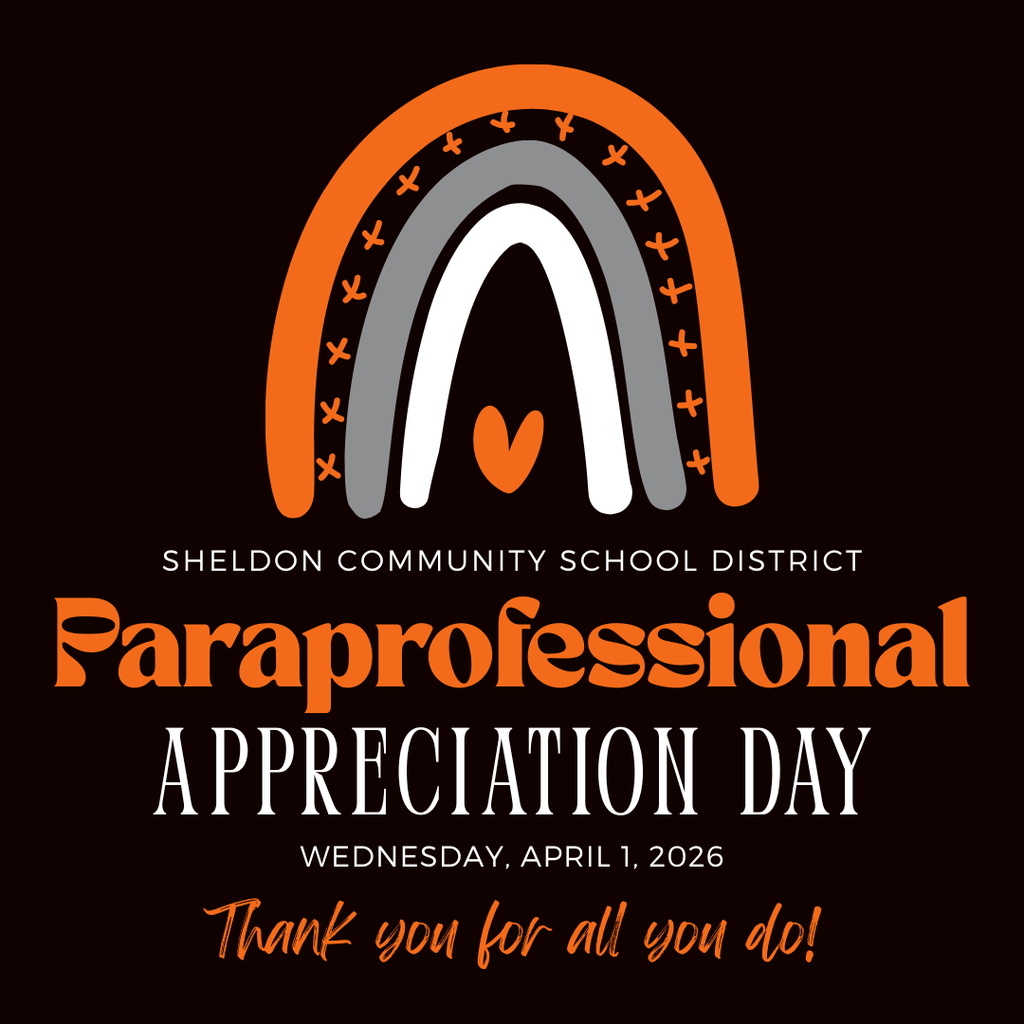 Today we celebrate and thank our incredible paraprofessionals at Sheldon Community School District! 🧡  Your dedication, patience, and support make a meaningful difference in the lives of our students every single day. From providing one-on-one assistance to helping create a positive and inclusive learning environment, your impact does not go unnoticed.  We are grateful for all that you do to help our students learn, grow, and succeed. Thank you for being such an important part of our Orab family!