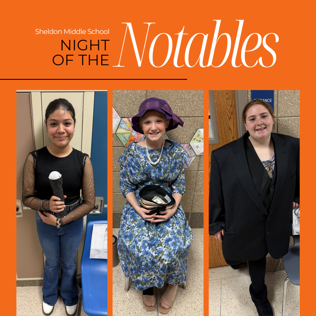 Our talented Sheldon Middle School 6th graders brought history to life during last week’s “Night of the Notables!” Through in-depth research and creative presentations, students stepped into the roles of influential figures from the past—sharing their stories, achievements, and lasting impact in an engaging and memorable way. Way to go Orabs!