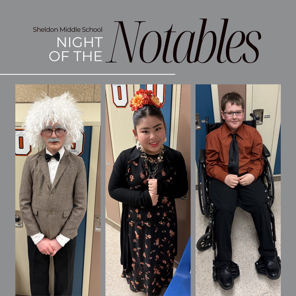 Our talented Sheldon Middle School 6th graders brought history to life during last week’s “Night of the Notables!” Through in-depth research and creative presentations, students stepped into the roles of influential figures from the past—sharing their stories, achievements, and lasting impact in an engaging and memorable way. Way to go Orabs!