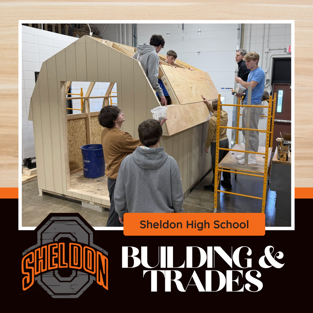 Sheldon High School 5th Period Building & Trades students have been hard at work, constructing a storage shed from start to finish. Way to go Orabs!