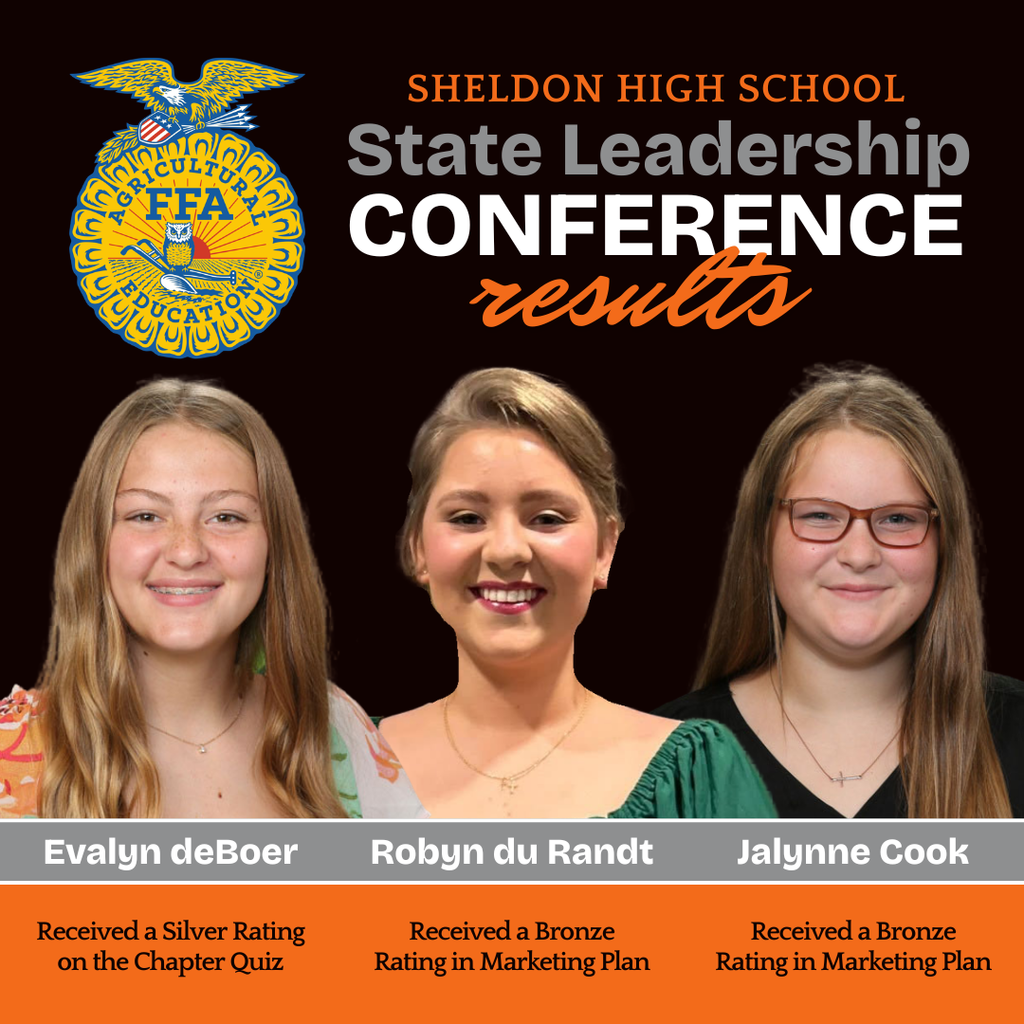 Congratulations to the Sheldon High School students who attended the 2026 FFA State Leadership Conference and earned these outstanding honors! Their hard work, leadership, and dedication to agricultural education were on full display as they represented Sheldon with pride. We are incredibly proud of their achievements and the way they showcased their skills, teamwork, and commitment throughout the conference. Way to go Orabs!