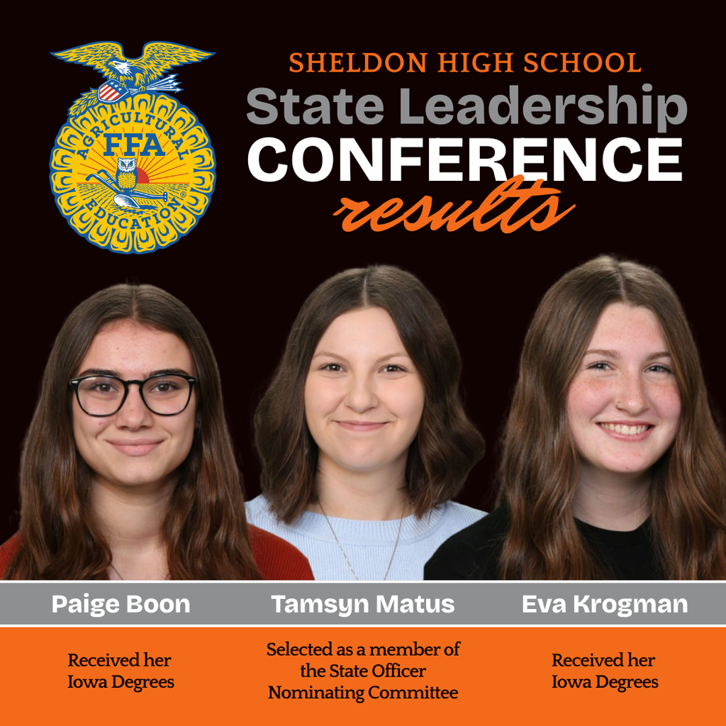 Congratulations to the Sheldon High School students who attended the 2026 FFA State Leadership Conference and earned these outstanding honors! Their hard work, leadership, and dedication to agricultural education were on full display as they represented Sheldon with pride. We are incredibly proud of their achievements and the way they showcased their skills, teamwork, and commitment throughout the conference. Way to go Orabs!