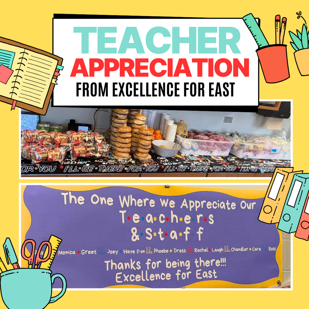 The Excellence for East Committee treated our incredible teachers to a delicious breakfast on Monday to kick off Teacher Appreciation Week!   E4E is so thankful for the dedication, compassion, and hard work our East teachers pour into our students each and every day. Your commitment to helping them learn, grow, and succeed does not go unnoticed. Thank you for everything you do to make East Elementary such a special place!