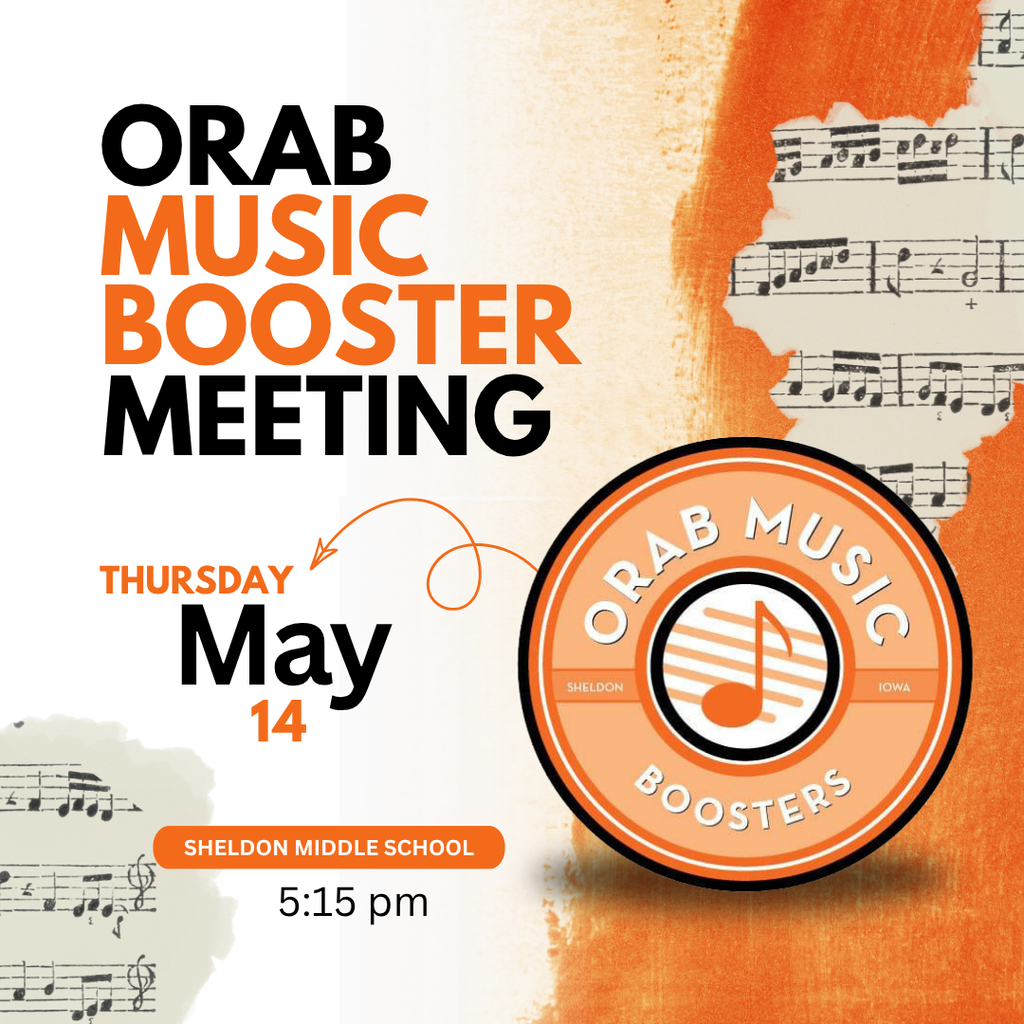The Orab Music Booster Club will be meeting tonight! We encourage all parents and supporters of Sheldon music students to attend. It’s a great way to stay informed, get involved, and continue supporting our amazing music programs. We hope to see you there! 📅 Thursday, May 14 ⏰ 5:15 pm 📍 Sheldon Middle School Library