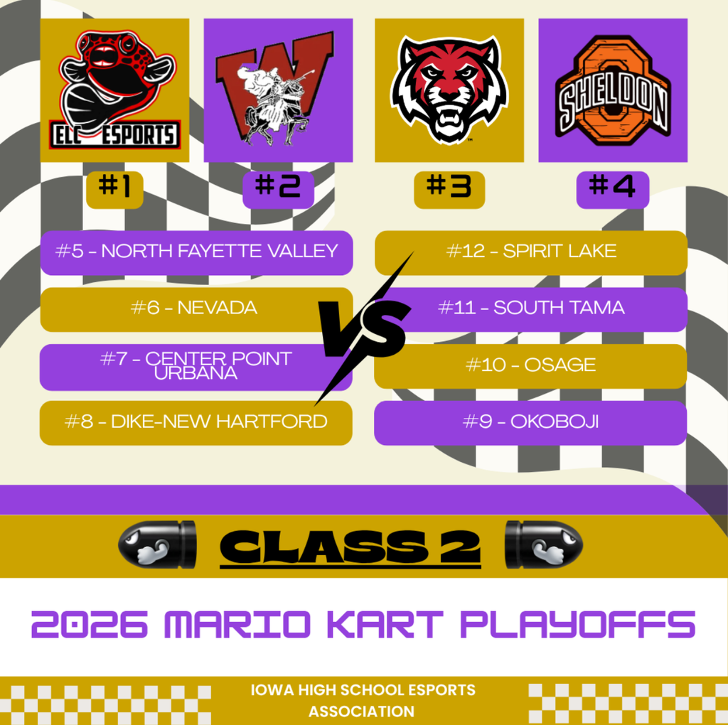 The Sheldon High School eSports Mario Kart team has qualified for the State eSports Competition! The team will travel to Marshalltown next Tuesday, May 19, to compete in person against some of the top teams in the state. After a season of hard work, practice, and preparation, the Orabs have earned the 4th seed out of 12 qualifying teams — an outstanding accomplishment and a testament to their dedication and teamwork. We are incredibly proud of these students and wish them the very best as they represent Sheldon High School at state. Good luck, Orabs!