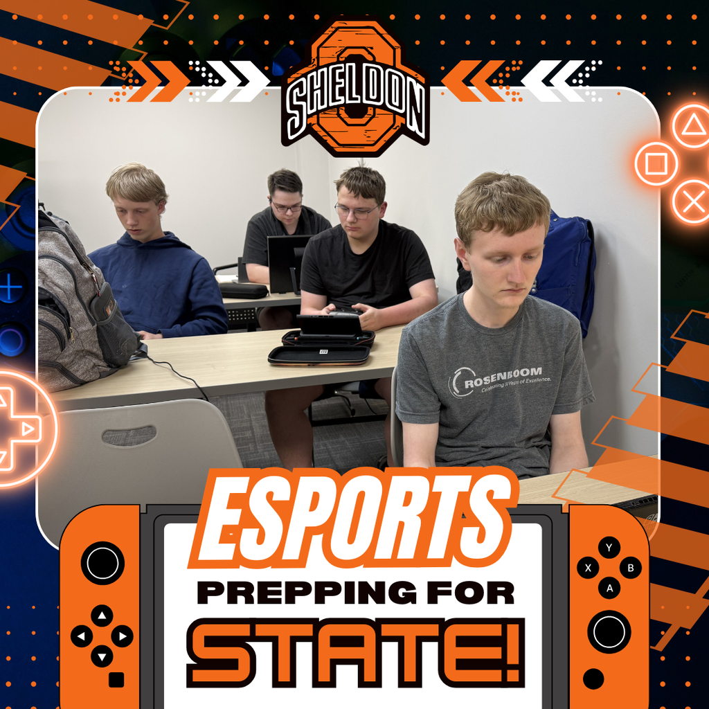 The Sheldon High School eSports Mario Kart team has qualified for the State eSports Competition! The team will travel to Marshalltown next Tuesday, May 19, to compete in person against some of the top teams in the state. After a season of hard work, practice, and preparation, the Orabs have earned the 4th seed out of 12 qualifying teams — an outstanding accomplishment and a testament to their dedication and teamwork. We are incredibly proud of these students and wish them the very best as they represent Sheldon High School at state. Good luck, Orabs!