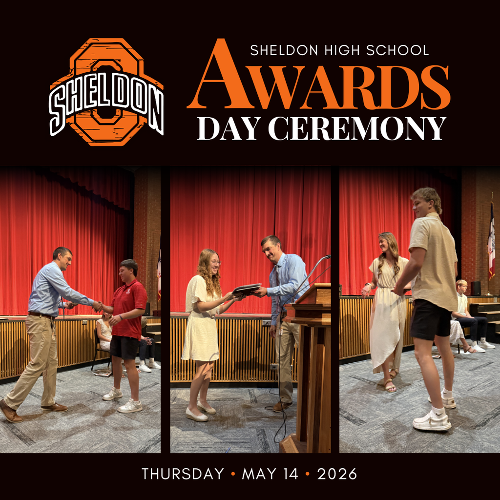 Sheldon High School recently celebrated Awards Day, recognizing the hard work, dedication, and accomplishments of our students throughout the school year. Students were honored for their academic achievements, leadership, activities, scholarships, and many other outstanding successes.  Congratulations to all of the students who received awards during this special celebration. Your commitment inside and outside the classroom has truly paid off, and we are proud of everything you have accomplished.  Thank you to our staff, families, and community members who continue to support and encourage our students along the way. A big thank you to Mrs. St Clair, Mrs. Bosma and Mrs. Vander Berg for all their work in organizing this event. Great job, Orabs!