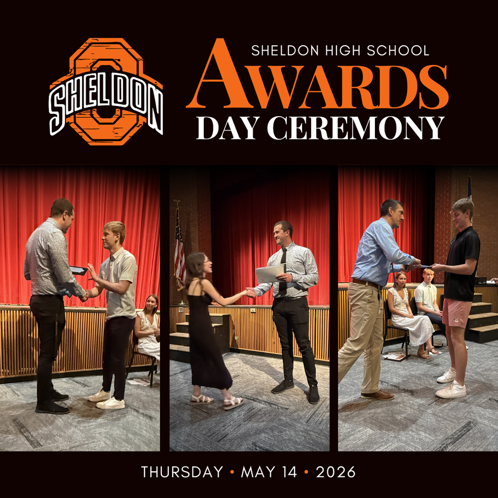 Sheldon High School recently celebrated Awards Day, recognizing the hard work, dedication, and accomplishments of our students throughout the school year. Students were honored for their academic achievements, leadership, activities, scholarships, and many other outstanding successes.  Congratulations to all of the students who received awards during this special celebration. Your commitment inside and outside the classroom has truly paid off, and we are proud of everything you have accomplished.  Thank you to our staff, families, and community members who continue to support and encourage our students along the way. A big thank you to Mrs. St Clair, Mrs. Bosma and Mrs. Vander Berg for all their work in organizing this event. Great job, Orabs!