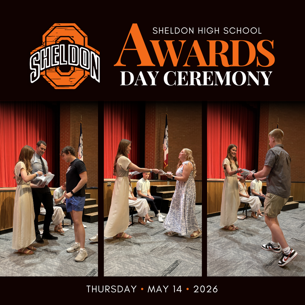 Sheldon High School recently celebrated Awards Day, recognizing the hard work, dedication, and accomplishments of our students throughout the school year. Students were honored for their academic achievements, leadership, activities, scholarships, and many other outstanding successes.  Congratulations to all of the students who received awards during this special celebration. Your commitment inside and outside the classroom has truly paid off, and we are proud of everything you have accomplished.  Thank you to our staff, families, and community members who continue to support and encourage our students along the way. A big thank you to Mrs. St Clair, Mrs. Bosma and Mrs. Vander Berg for all their work in organizing this event. Great job, Orabs!
