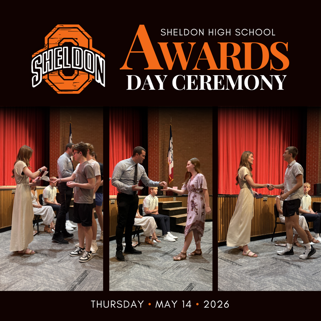 Sheldon High School recently celebrated Awards Day, recognizing the hard work, dedication, and accomplishments of our students throughout the school year. Students were honored for their academic achievements, leadership, activities, scholarships, and many other outstanding successes.  Congratulations to all of the students who received awards during this special celebration. Your commitment inside and outside the classroom has truly paid off, and we are proud of everything you have accomplished.  Thank you to our staff, families, and community members who continue to support and encourage our students along the way. A big thank you to Mrs. St Clair, Mrs. Bosma and Mrs. Vander Berg for all their work in organizing this event. Great job, Orabs!