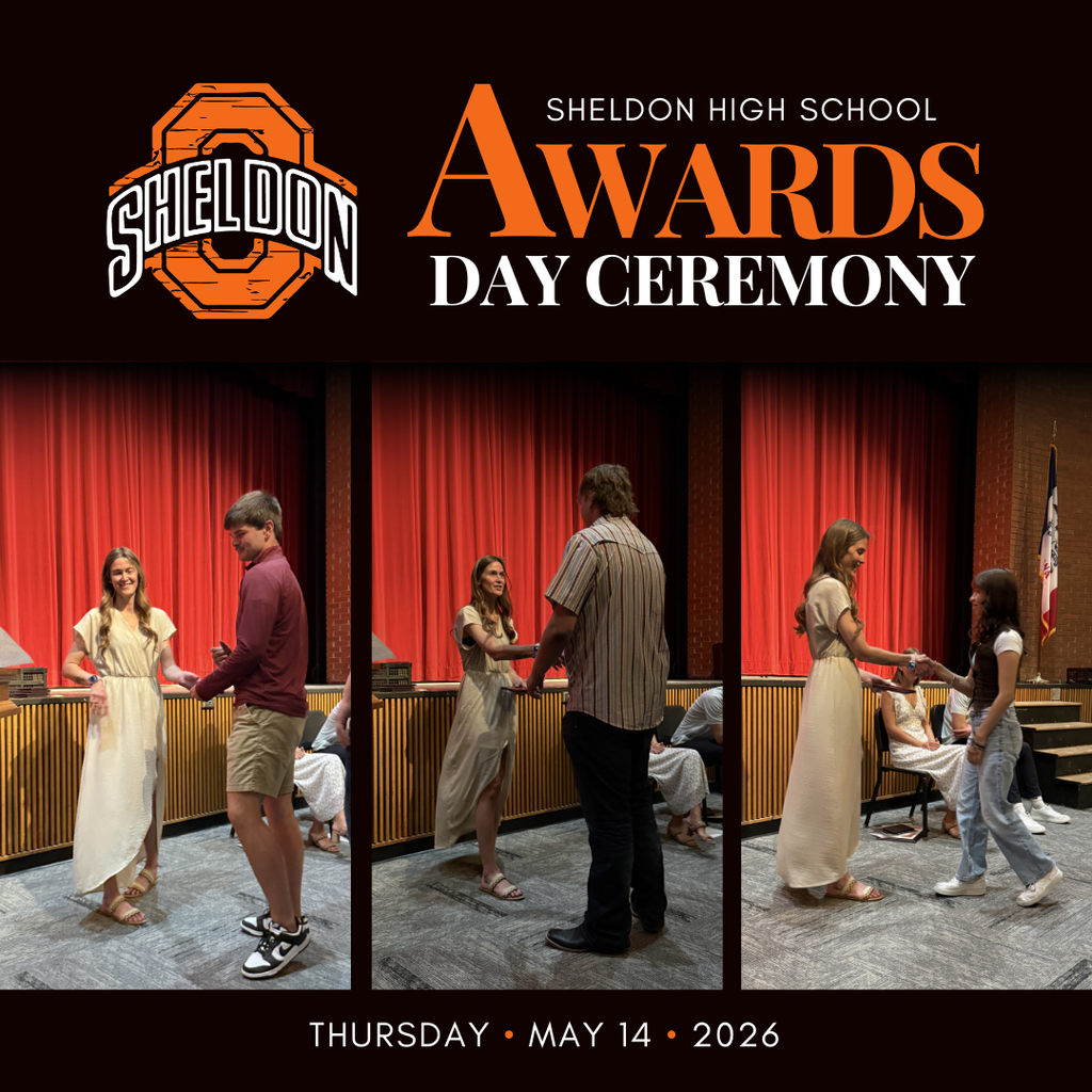 Sheldon High School recently celebrated Awards Day, recognizing the hard work, dedication, and accomplishments of our students throughout the school year. Students were honored for their academic achievements, leadership, activities, scholarships, and many other outstanding successes.  Congratulations to all of the students who received awards during this special celebration. Your commitment inside and outside the classroom has truly paid off, and we are proud of everything you have accomplished.  Thank you to our staff, families, and community members who continue to support and encourage our students along the way. A big thank you to Mrs. St Clair, Mrs. Bosma and Mrs. Vander Berg for all their work in organizing this event. Great job, Orabs!