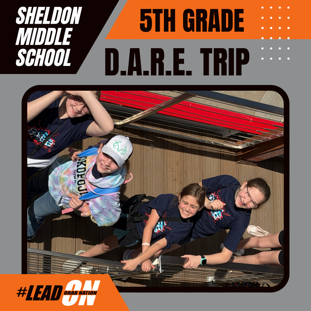 Sheldon Middle School 5th graders enjoyed a fun-filled day at Arnolds Park Amusement Park during their annual D.A.R.E. trip! Students celebrated their hard work and learned valuable lessons while making lasting memories with classmates and teachers. Way to go Orabs!