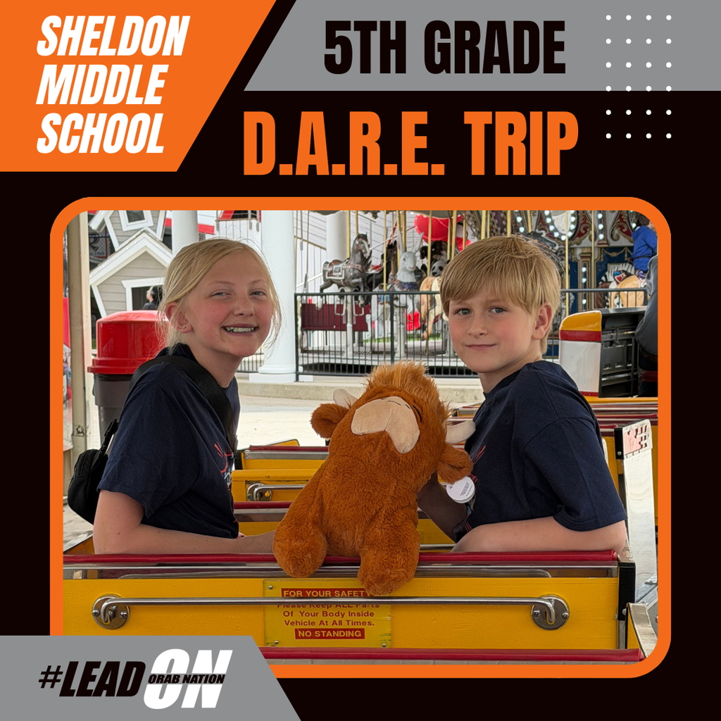 Sheldon Middle School 5th graders enjoyed a fun-filled day at Arnolds Park Amusement Park during their annual D.A.R.E. trip! Students celebrated their hard work and learned valuable lessons while making lasting memories with classmates and teachers. Way to go Orabs!