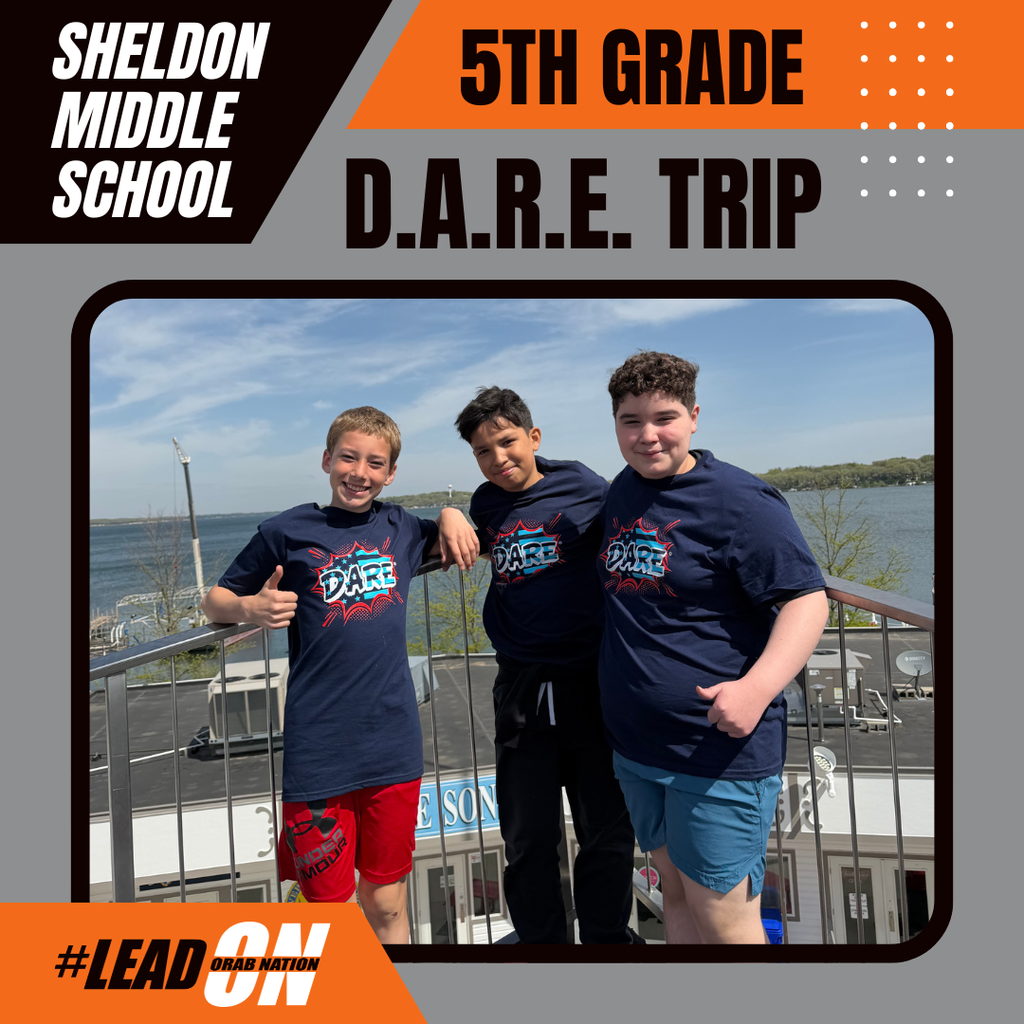 Sheldon Middle School 5th graders enjoyed a fun-filled day at Arnolds Park Amusement Park during their annual D.A.R.E. trip! Students celebrated their hard work and learned valuable lessons while making lasting memories with classmates and teachers. Way to go Orabs!