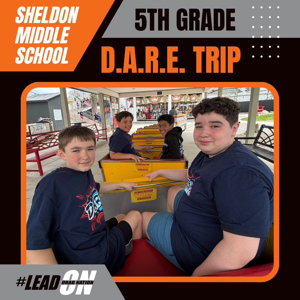 Sheldon Middle School 5th graders enjoyed a fun-filled day at Arnolds Park Amusement Park during their annual D.A.R.E. trip! Students celebrated their hard work and learned valuable lessons while making lasting memories with classmates and teachers. Way to go Orabs!