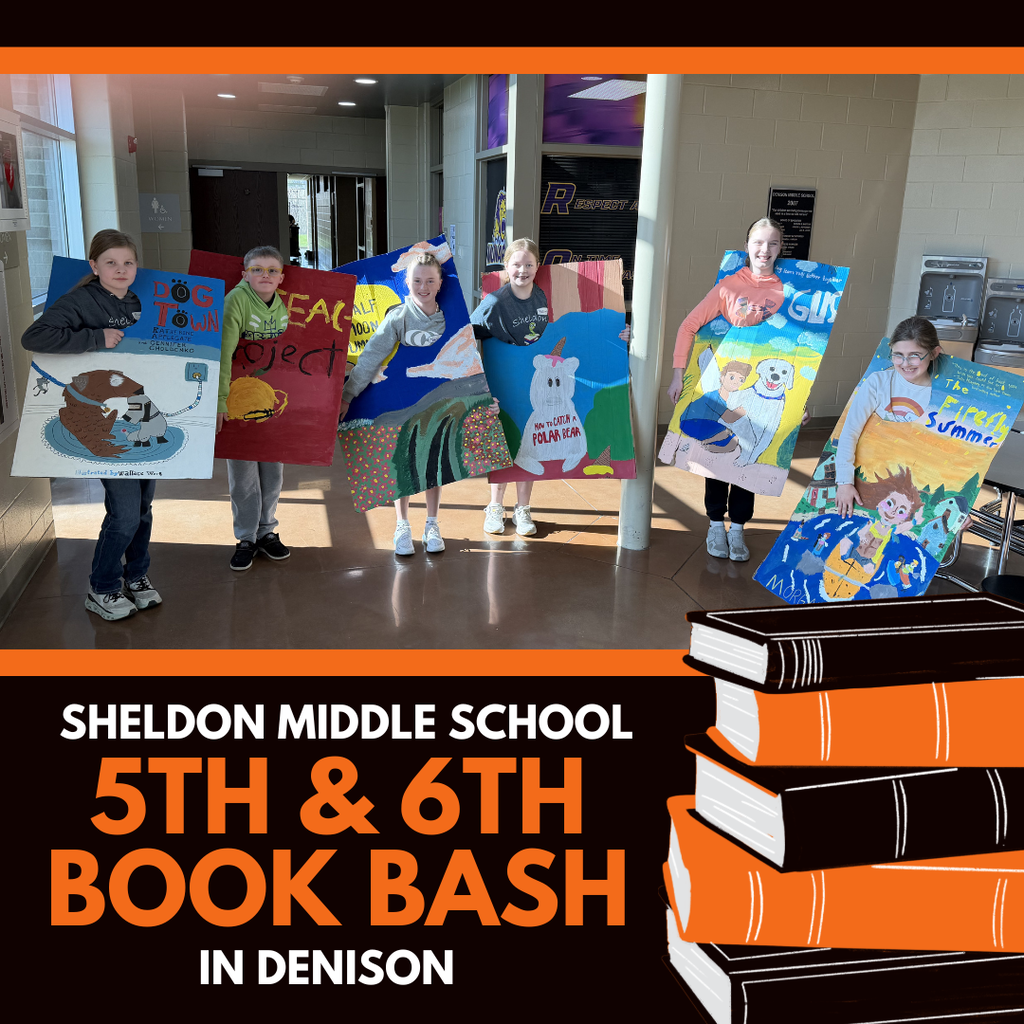 Sheldon Middle School 5th and 6th grade students traveled to Denison to participate in Book Bash! Students read a list of selected books ahead of time and then teamed up to answer questions based on their reading. A big thank you to Wil George and Christie Seivert for taking the students to the event. In Sheldon’s first year attending, the Orabs came home with a trophy — congratulations on an outstanding job! Way to go Orabs!