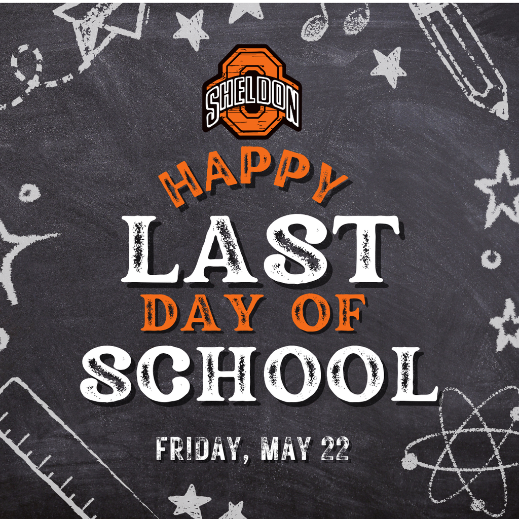As another school year comes to a close, we want to wish all Sheldon Community School District students, staff, and families a very happy last day of school! Thank you to our students for your hard work, growth, and accomplishments throughout the year, and thank you to our incredible staff for your dedication and support each and every day. We hope everyone enjoys a fun, safe, and relaxing summer break filled with great memories. See you next school year, Orabs!