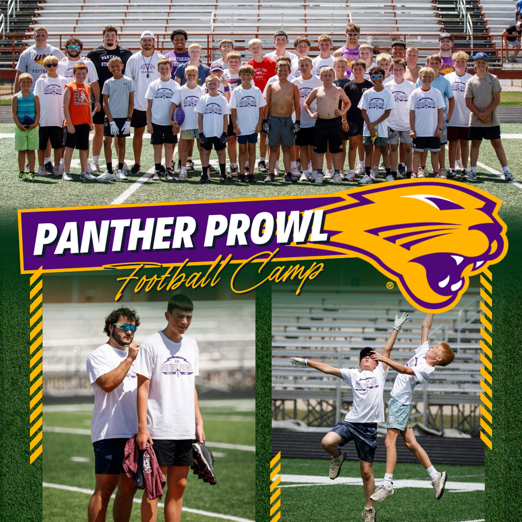 Students in grades 3-8 had an amazing time at the Panther Prowl Football Camp held Saturday at Orab Field!   Panther Prowl is a youth football development program dedicated to building strong fundamentals through skill instruction, offensive and defensive drills, and team-focused activities. Led by UNI football players, the camp helped our young athletes develop football skills, speed, and agility while enjoying a fun, energetic, and positive environment. Great work, future Orabs!