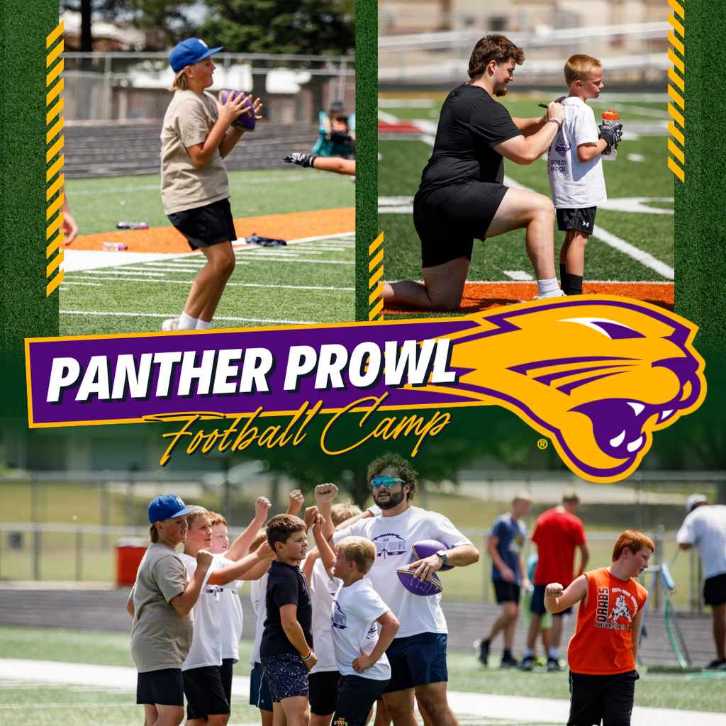 Students in grades 3-8 had an amazing time at the Panther Prowl Football Camp held Saturday at Orab Field!   Panther Prowl is a youth football development program dedicated to building strong fundamentals through skill instruction, offensive and defensive drills, and team-focused activities. Led by UNI football players, the camp helped our young athletes develop football skills, speed, and agility while enjoying a fun, energetic, and positive environment. Great work, future Orabs!