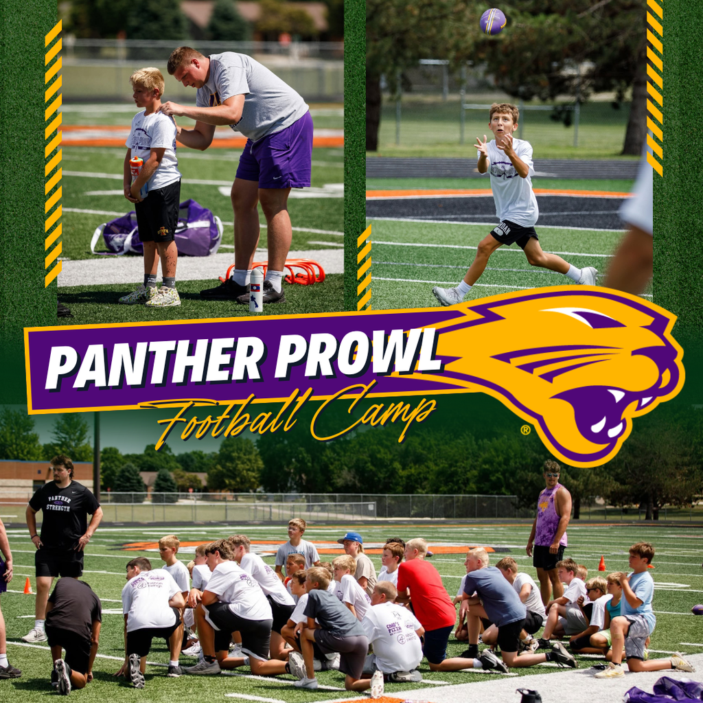 Students in grades 3-8 had an amazing time at the Panther Prowl Football Camp held Saturday at Orab Field!   Panther Prowl is a youth football development program dedicated to building strong fundamentals through skill instruction, offensive and defensive drills, and team-focused activities. Led by UNI football players, the camp helped our young athletes develop football skills, speed, and agility while enjoying a fun, energetic, and positive environment. Great work, future Orabs!