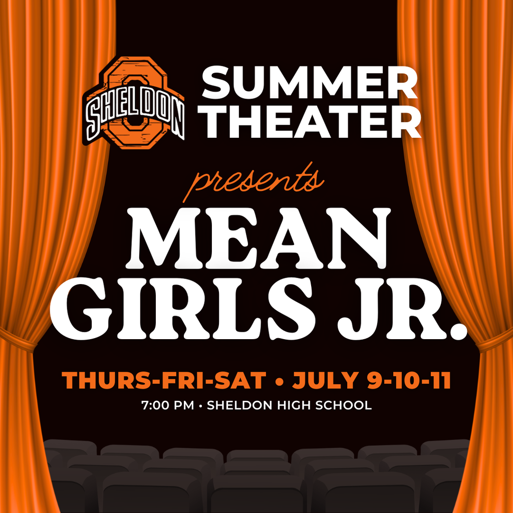 Sheldon Summer Theater's production of "MeanGirls Jr." starts this Thursday! Our talented cast and crew have been working hard to bring this play to life, and they can't wait to share it with the community. We hope you'll come out and support these amazing performers at another great summer theater production! Tickets can be purchased at the door or online through bound: https://www.gobound.com/ia/schools/sheldon/tickets