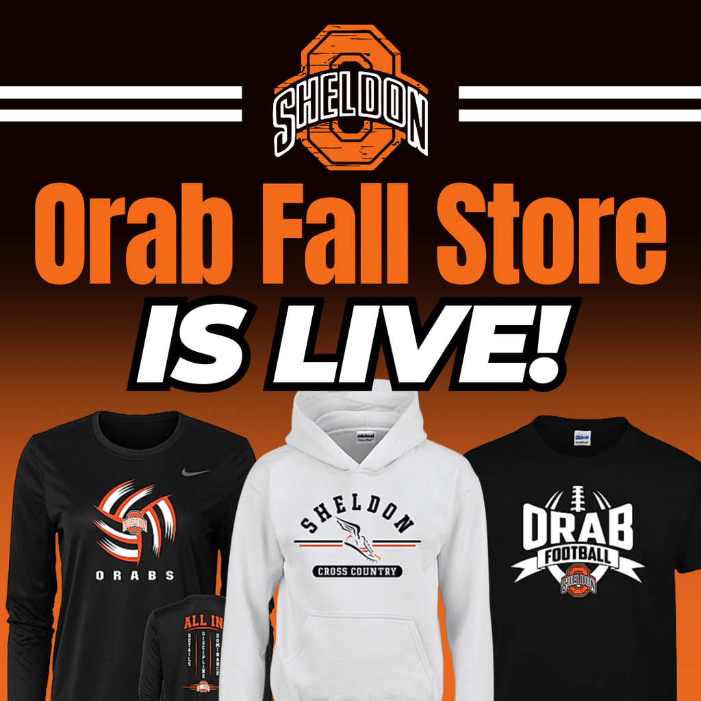 The Orab Fall Apparel Store is NOW OPEN! Show your Orab pride with a great selection of apparel in a variety of styles! Let's go Orabs!  https://sheldonfallsports2026.itemorder.com/shop/home/ ORDER DEADLINE: Thursday, August 6 SHIPPING: Orders will ship 4–6 weeks after the store closes