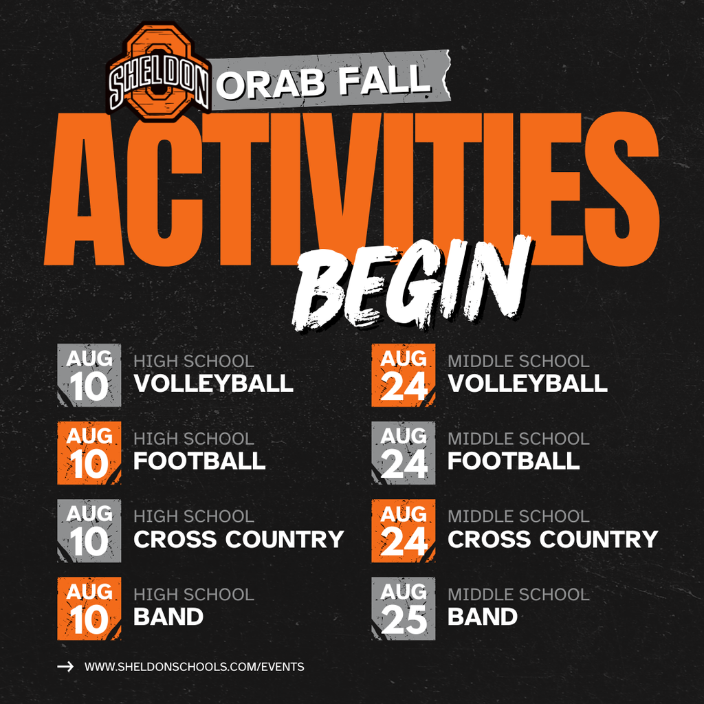 Mark Your Calendars! The start of Orab Fall Activities is almost here! It's time to gear up for another exciting season of games, competitions, performances, and school spirit. We can't wait to see our Orabs back in action. Stay tuned for schedules, updates, and ways to support our students throughout the season! Let's go Orabs!