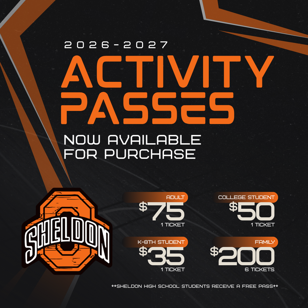 2026-27 Sheldon Community School District Activity Passes Are Now Available! Get ready to cheer on the Orabs all year long! We can't wait to see our fans filling the stands and supporting our students throughout another exciting year of Orab athletics and activities! Purchase your activity pass today using the link below. ⬇️ https://www.gobound.com/ia/schools/sheldon/tickets **REMINDER: All Sheldon High School students will receive a FREE activity pass for the 2026-27 school year**