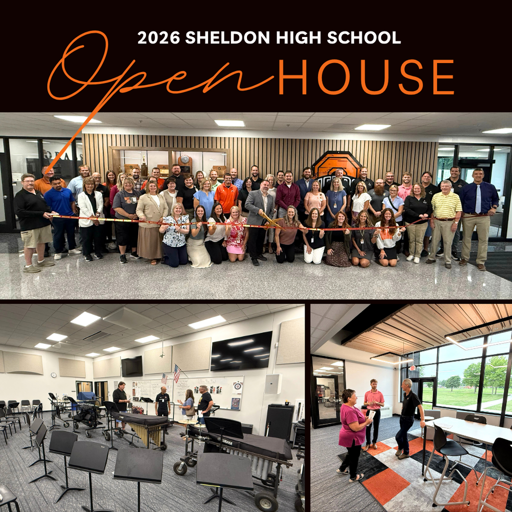 What a great turnout at the Sheldon High School Renovation Ribbon Cutting & Open House! We are so grateful to everyone from our community who came out to tour the newly renovated school and see the exciting improvements firsthand. A project of this size takes an incredible team effort, and we want to extend our sincere appreciation to CMBA Architects for their expertise and partnership, and to Klinger Companies, Inc. for their hard work and dedication throughout the construction process. We also want to recognize Mr. Miller, High School Principal; Eric Maassen, Activities Director; Ryan Cannoy, Director of Buildings & Grounds; and Kasey Trampel, Technology Coordinator for the countless hours, attention to detail, problem-solving, and dedication they put into this project. A special thank you goes to our teachers and staff for their hard work, flexibility, and patience throughout the renovation. Working through construction and changes to our building spaces was no small task, and we truly appreciate the way you continued to put our students first every step of the way. Lastly, thank you to our Sheldon community for your continued support and for joining us to celebrate this exciting milestone! We are incredibly proud of our renovated high school and look forward to all the memories that will be made here #leadon #orabs #sheldonorabs #orabnation #sheldoncommunityschooldistrict #sheldonhighschool #sheldonhighschoolrenovation
