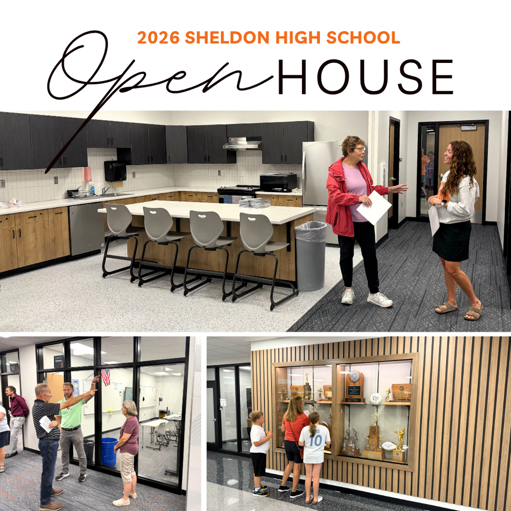 What a great turnout at the Sheldon High School Renovation Ribbon Cutting & Open House! We are so grateful to everyone from our community who came out to tour the newly renovated school and see the exciting improvements firsthand. A project of this size takes an incredible team effort, and we want to extend our sincere appreciation to CMBA Architects for their expertise and partnership, and to Klinger Companies, Inc. for their hard work and dedication throughout the construction process. We also want to recognize Mr. Miller, High School Principal; Eric Maassen, Activities Director; Ryan Cannoy, Director of Buildings & Grounds; and Kasey Trampel, Technology Coordinator for the countless hours, attention to detail, problem-solving, and dedication they put into this project. A special thank you goes to our teachers and staff for their hard work, flexibility, and patience throughout the renovation. Working through construction and changes to our building spaces was no small task, and we truly appreciate the way you continued to put our students first every step of the way. Lastly, thank you to our Sheldon community for your continued support and for joining us to celebrate this exciting milestone! We are incredibly proud of our renovated high school and look forward to all the memories that will be made here #leadon #orabs #sheldonorabs #orabnation #sheldoncommunityschooldistrict #sheldonhighschool #sheldonhighschoolrenovation