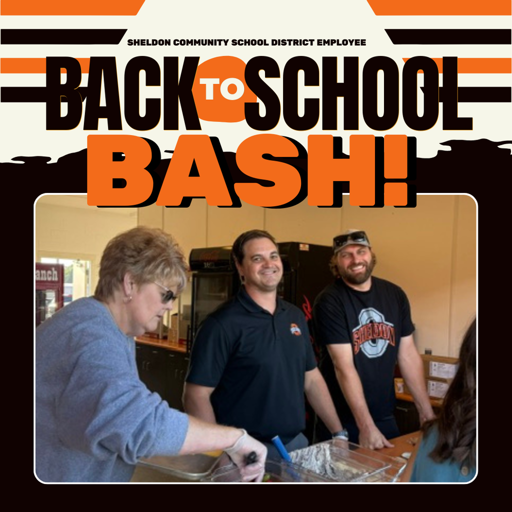 A huge thank you to our School Board members, Amy, Trevor, and Tyler, for volunteering their time at our Back to School Bash the Wednesday before school started! We appreciate you helping make the evening special for our employees and kicking off the new school year on such a fun note. A special thank you as well to our amazing kitchen staff for preparing and serving the delicious meal. Your hard work is always appreciated! Our employees had a great time gathering, enjoying a meal, and celebrating the start of another school year. We’re grateful for the people who help make Sheldon Community School District such a great place to be! Go Orabs!