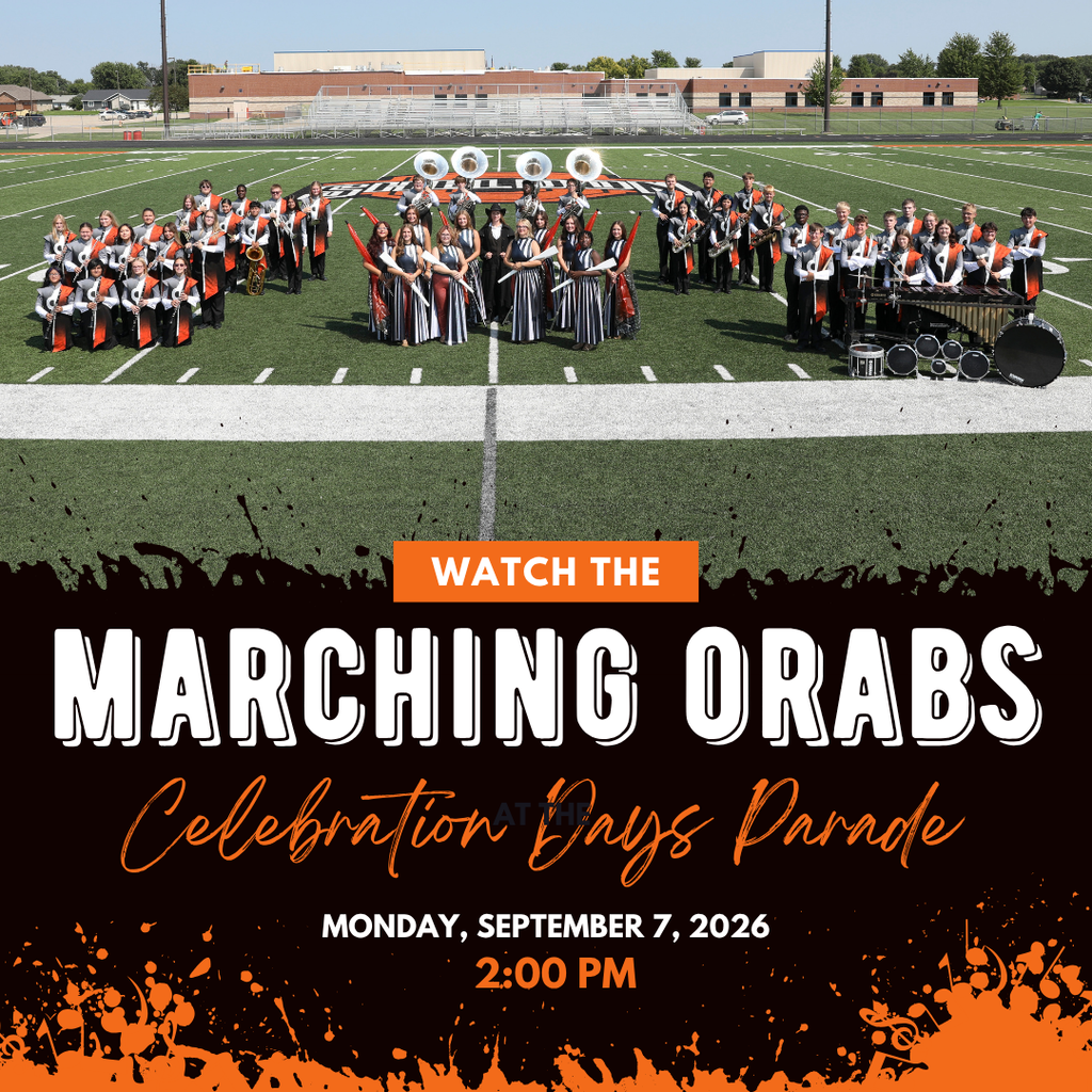 The Marching Orabs are hitting the streets for the Sheldon Celebrations Days Parade! 📅 Monday, September 7 — Labor Day ⏰ 2:00 pm Come line the streets, cheer them on, and enjoy the music and energy of our talented Orab musicians! We’ll see you at the parade! Go Orabs!