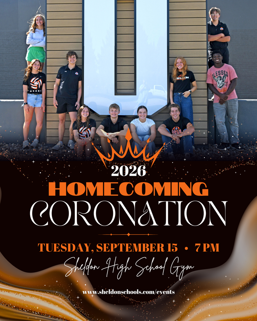 👑 DON’T MISS THE CROWNING! 👑  The moment we’ve all been waiting for is almost here! Join us as we crown the 2026 Sheldon High School Homecoming King & Queen!  📅 Date: Tuesday, September 15 ⏰ Time: 7:00 PM 📍 Place: Sheldon High School Gym