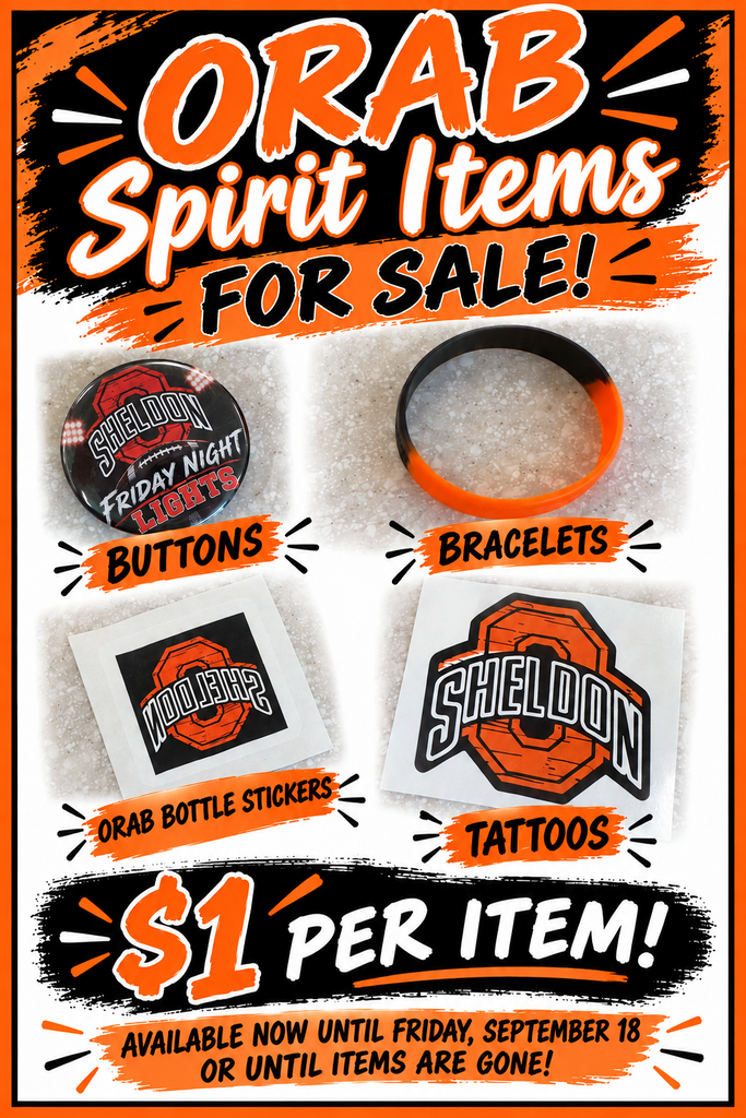 GET YOUR ORAB SWAG! Orab spirit items are available for purchase this week! Stock up and show your Orab pride with these fun $1 items. Stop by, grab your favorites, and get ready to show off your ORAB SPIRIT! Go Orabs! 📍 East Elementary ⏰ 7:50–8:20 am daily 📅 Available this week while supplies last