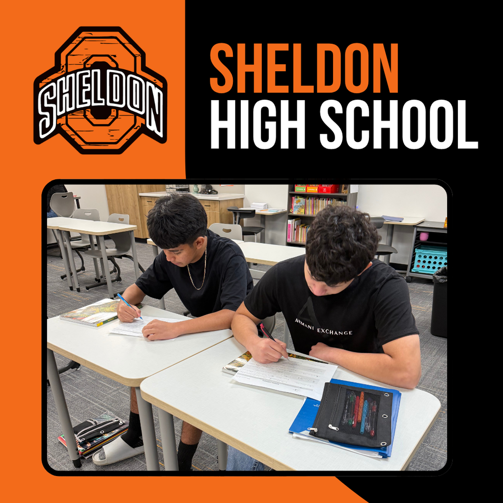 📚 HARD WORK IN ACTION! 📚  Our Sheldon High School students are working hard and staying focused as they make their way through the first semester! From the classroom to activities and everything in between, our students continue to learn, grow, and give their best each day. Keep up the great work, Orabs! We’re proud of you!  *Image created by Sheldon High School Mass Media student Jose Garcia Robles*