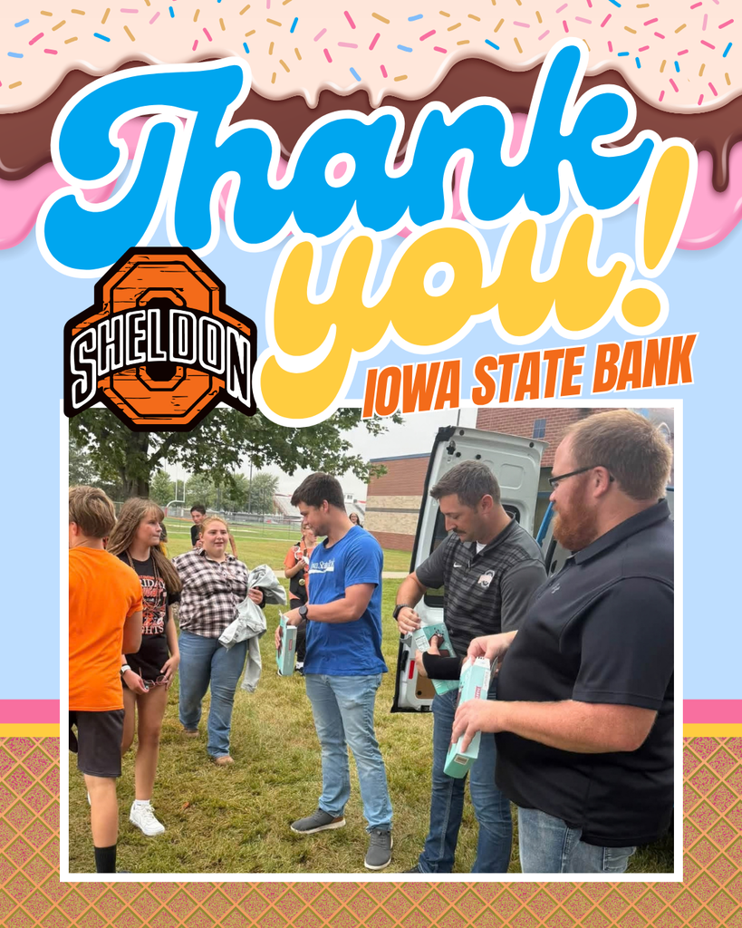 🍦 A SWEET HOMECOMING SURPRISE! 🍦 A huge thank you to Iowa State Bank for treating every Sheldon Middle School student to an ice cream bar on Friday afternoon during Homecoming! It was the perfect way to celebrate the end of a fun-filled Homecoming week and put some extra smiles on our students’ faces. We truly appreciate your generosity and support of our Orab students and school community! Thank you, Iowa State Bank, for helping make Homecoming even sweeter!