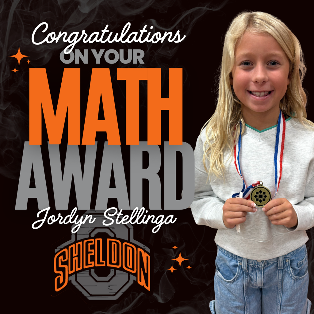 CONGRATULATIONS, EAST ELEMENTARY STUDENT JORDYN STELLINGA! We are proud to celebrate Jordyn Stellinga, one of six East Elementary students recognized for scoring in the Top 2% of all 3rd-grade students across the state of Iowa in math last school year! Way to go Orabs!