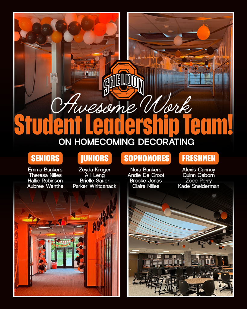 A HUGE SHOUTOUT TO OUR STUDENT LEADERSHIP TEAM! Our Sheldon High School Student Leadership Team worked incredibly hard to make Homecoming 2026 one to remember! They truly went ALL OUT this year! From decorating the entire school and creating an incredible Homecoming atmosphere to coming up with the dress-up day themes and names, and organizing activities throughout the week, they put so much time, creativity and energy into making this year special. Thank you, Student Leadership Team, for helping make Homecoming 2026: Friday Night Lights such a memorable week! Your dedication and Orab pride did not go unnoticed! Way to Lead On, Orabs!