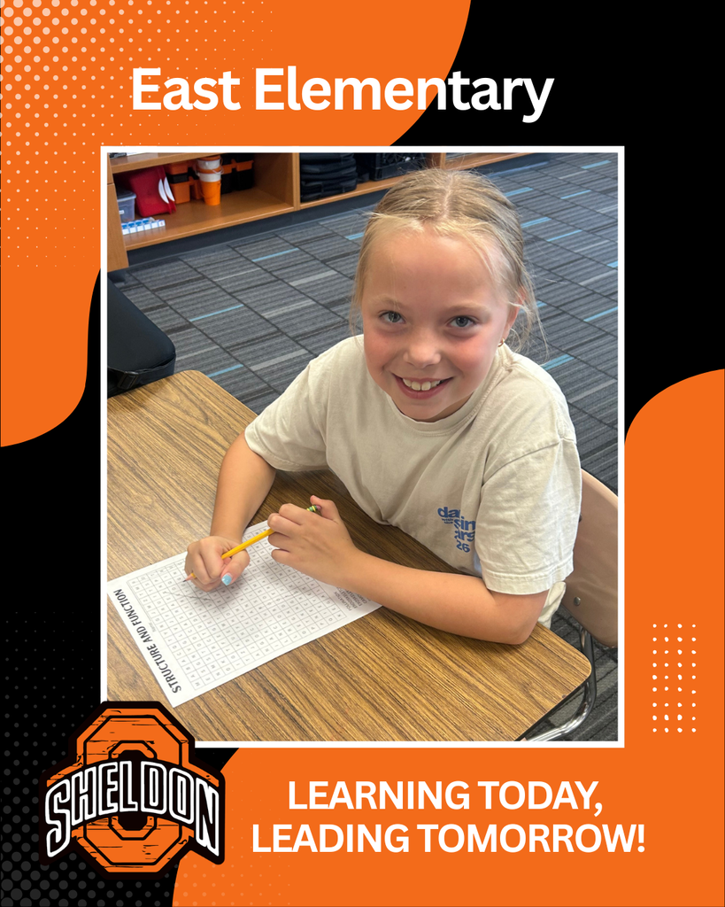 Learning today, leading tomorrow! Our East Elementary students are learning, growing, and building the skills they need to become tomorrow’s leaders! 📸This image was created by Sheldon High School student Dylan Iedema as part of our Mass Media program. Way to showcase what it means to be an Orab!