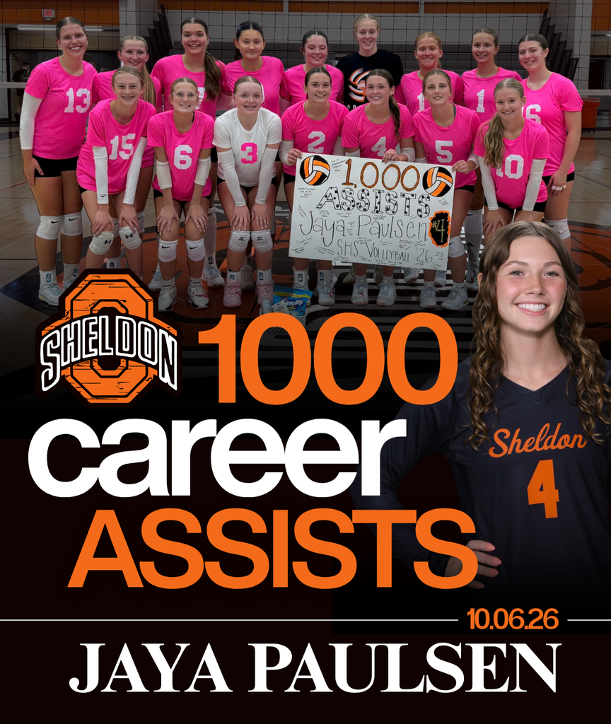 Congratulations to Sheldon senior Jaya Paulsen on recording her 1,000th career assist in the Orabs’ game against Central Lyon! This is no small feat and a tremendous accomplishment for Jaya! We are so proud of her dedication, hard work, and commitment to the volleyball program and her teammates. Congratulations, Jaya, on an incredible milestone!
