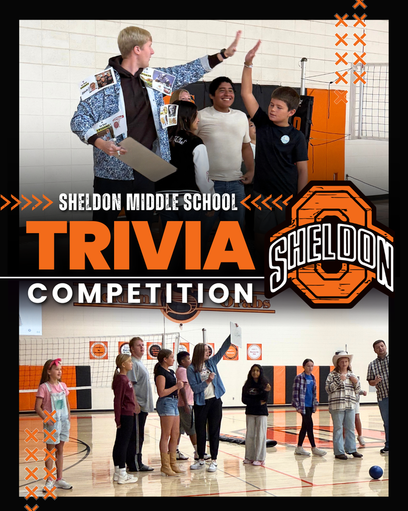 LEARNING THROUGH TRIVIA AT SHELDON MIDDLE SCHOOL!  Sheldon Middle School students teamed up with four teachers for a fun trivia challenge! Students were given photos and information about famous people and worked together to see if they could figure out who they were.  There was plenty of teamwork, thinking, and friendly competition along the way! Congratulations to Mr. Sandbulte’s team for taking home the win! Way to go, Orabs!