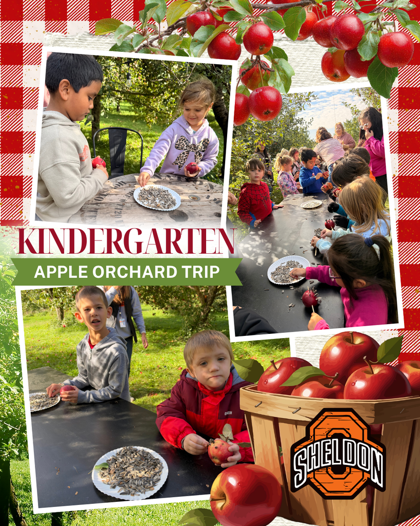 Sheldon East Elementary kindergarteners had a great day at Nystrom Apple Orchard! Our students enjoyed a fun-filled field trip where they listened to an apple-themed story, made feeders for animals, and had the opportunity to feed the animals apples. A big thank-you to Nystrom Apple Orchard for welcoming our students and providing such a fun learning experience! Way to go Orabs!