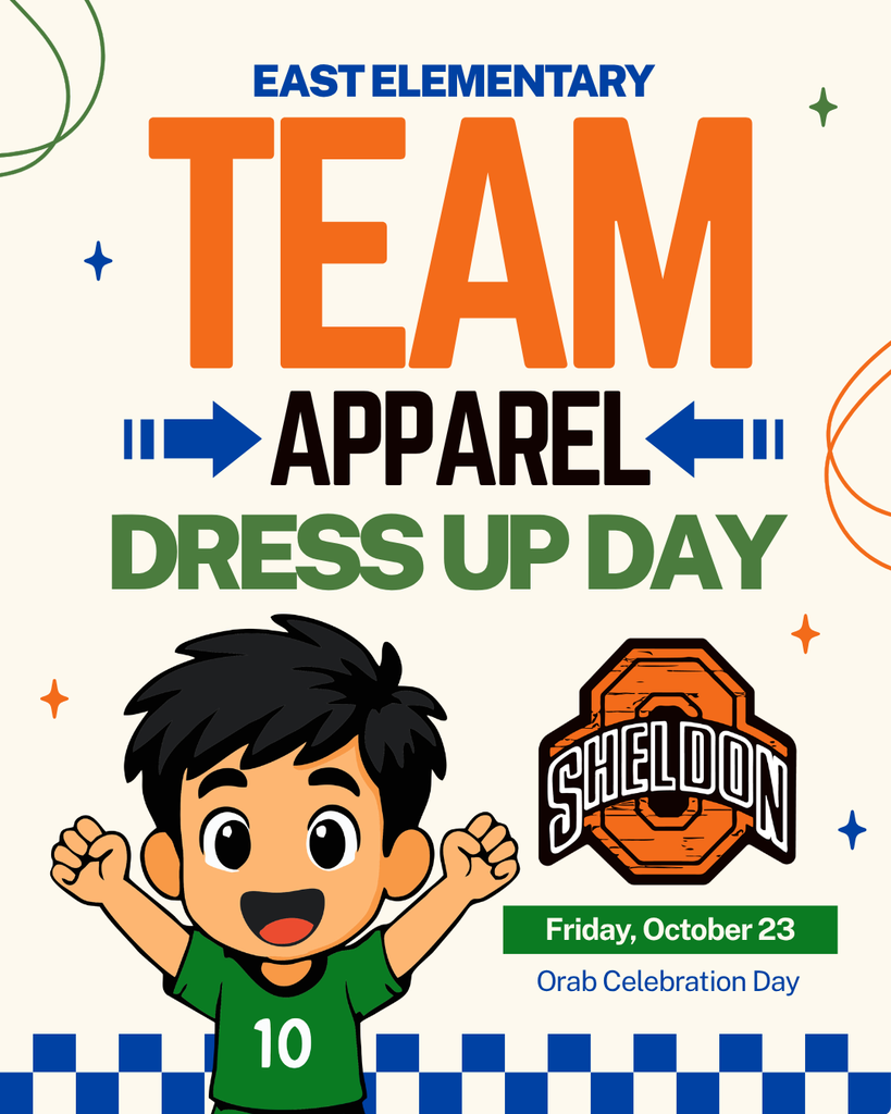 🏈🏀 East Elementary Orab Celebration Day is THIS FRIDAY! ⚾🏐 📅 Friday, October 23 📍 East Elementary We’re bringing the team spirit to East Elementary with a sports-themed Orab Celebration Day! Students are encouraged to wear their favorite team apparel as they participate in fun, sports-themed crafts and activities focused on reading, math, and writing. It’s a great day to learn, celebrate, and show off that Orab pride!