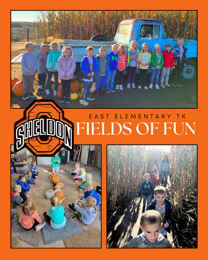 🎃🍂 East Elementary TK Visits Fields of Fun! 🍂🎃  Our East Elementary TK students enjoyed a fun-filled trip to Fields of Fun near Sioux Center! During their visit, students attended Pumpkin School and learned about the pumpkin life cycle, different varieties of pumpkins, and all the things pumpkins can be made into.  The fun continued as students explored the corn maze, visited the animals, and picked their very own pumpkin from the pumpkin patch!  What a wonderful hands-on learning experience filled with fall fun!