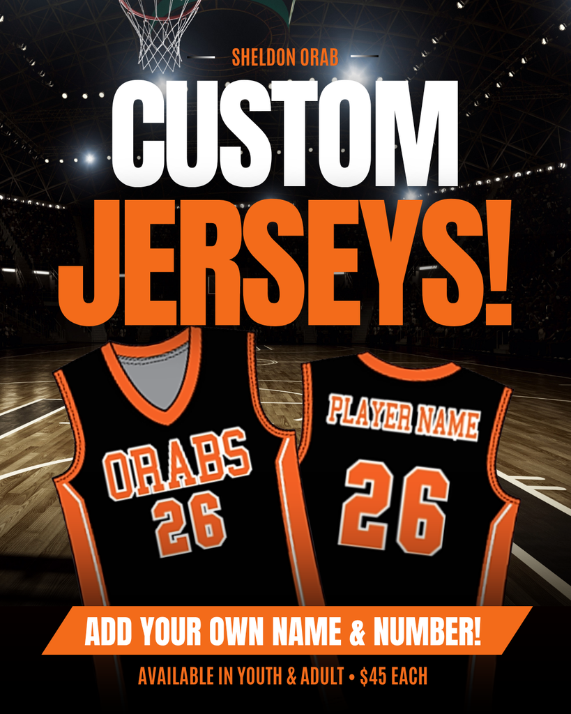 🏀 CUSTOMIZABLE ORAB JERSEYS! 🏀  Show your Orab pride with your very own Sheldon basketball jersey! Whether you're cheering on the Orabs from the stands, participating in school-themed days, showing off your team spirit on game days, or dressing up for spirit days, these jerseys are the perfect way to represent Orab Nation!  🛒 ORDER YOUR JERSEY HERE: https://orabbasketballjerseys.itemorder.com/shop/home/  📅 Deadline: Thursday, November 5, 2026 (10:59 PM PST) 👕 Available in youth and adult sizes! ✍️ Customizable with your own name and number!  Jerseys will be delivered to the high school office, and we'll distribute them to students!