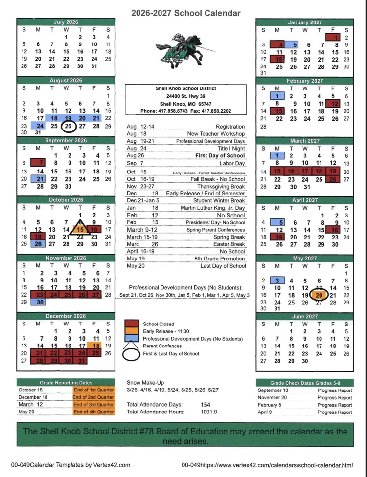 school calendar