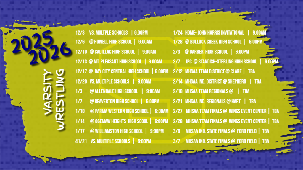 Varsity Wrestling Schedule 25-26
