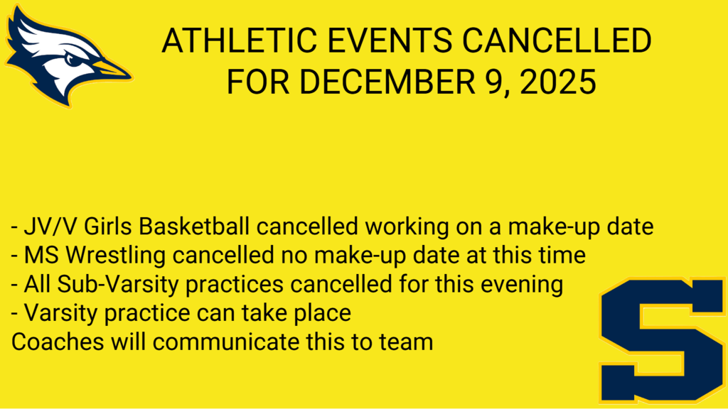 Athletic Events cancelled for December 9th