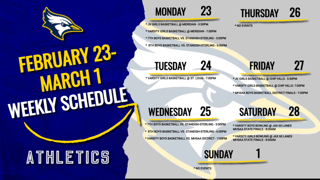 Sports Schedule week of 2/23