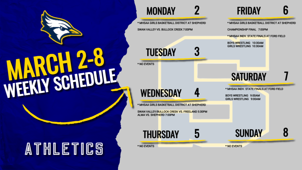 Weekly Athletics Schedule 3/2/26